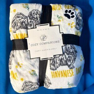 NEW HAVANESE DAY ! HAVANESE DOG 90" X 90" GORGEOUS QUEEN BLANKET / LARGE THROW